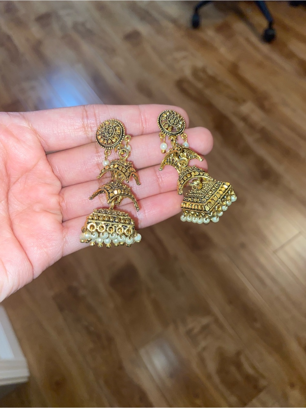 Indian Womenβs Boho Vintage Gold Jhumka Dangle Drop Earrings Ethnic Jewelry